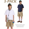 image:imageFlygo Boys Shorts Cotton Acid Washed Jogger Shorts with Pockets  Soft Breathable Cotton Elastic Waist Drawstring Loose Comfy Fit for Active Kids Daily Running Playing Summer CampBlackkhakilightgrey