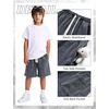 image:imageFlygo Boys Shorts Cotton Acid Washed Jogger Shorts with Pockets  Soft Breathable Cotton Elastic Waist Drawstring Loose Comfy Fit for Active Kids Daily Running Playing Summer CampDark Grey
