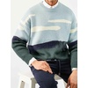 image:imageFlygo Mens Cow Sweater Oversized Sweaters Casual Knit Pullover Jumper  Chunky Soft Stretchy Knitted Cartoon Printed Long Sleeve Crewneck Relaxed Fit Fall Winter Sweaters Unisex VintageBlue Grey