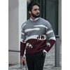image:imageFlygo Mens Cow Sweater Oversized Sweaters Casual Knit Pullover Jumper  Chunky Soft Stretchy Knitted Cartoon Printed Long Sleeve Crewneck Relaxed Fit Fall Winter Sweaters Unisex VintageBurgundy