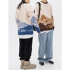 image:imageFlygo Mens Cow Sweater Oversized Sweaters Casual Knit Pullover Jumper  Chunky Soft Stretchy Knitted Cartoon Printed Long Sleeve Crewneck Relaxed Fit Fall Winter Sweaters Unisex VintageCoffee