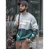 image:imageFlygo Mens Cow Sweater Oversized Sweaters Casual Knit Pullover Jumper  Chunky Soft Stretchy Knitted Cartoon Printed Long Sleeve Crewneck Relaxed Fit Fall Winter Sweaters Unisex VintageBlue Green