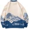 image:imageFlygo Mens Cow Sweater Oversized Sweaters Casual Knit Pullover Jumper  Chunky Soft Stretchy Knitted Cartoon Printed Long Sleeve Crewneck Relaxed Fit Fall Winter Sweaters Unisex VintageBlue