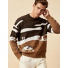 image:imageFlygo Mens Cow Sweater Oversized Sweaters Casual Knit Pullover Jumper  Chunky Soft Stretchy Knitted Cartoon Printed Long Sleeve Crewneck Relaxed Fit Fall Winter Sweaters Unisex VintageBrown