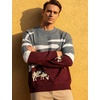 image:imageFlygo Mens Cow Sweater Oversized Sweaters Casual Knit Pullover Jumper  Chunky Soft Stretchy Knitted Cartoon Printed Long Sleeve Crewneck Relaxed Fit Fall Winter Sweaters Unisex VintageBurgundy