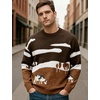 image:imageFlygo Mens Cow Sweater Oversized Sweaters Casual Knit Pullover Jumper  Chunky Soft Stretchy Knitted Cartoon Printed Long Sleeve Crewneck Relaxed Fit Fall Winter Sweaters Unisex VintageBrown