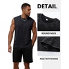 image:imageFlygo Mens Vintage Acid Washed Crew Neck Sleeveless Tank Top  Soft Breathable Cotton Fabric Raw Edge Sleeveless Cut Relaxed Loose Fit Casual Workout Tank Top for Summer Daily WearBlack