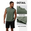 image:imageFlygo Mens Vintage Acid Washed Crew Neck Sleeveless Tank Top  Soft Breathable Cotton Fabric Raw Edge Sleeveless Cut Relaxed Loose Fit Casual Workout Tank Top for Summer Daily WearBlackgreycoffeearmygreen