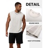 image:imageFlygo Mens Vintage Acid Washed Crew Neck Sleeveless Tank Top  Soft Breathable Cotton Fabric Raw Edge Sleeveless Cut Relaxed Loose Fit Casual Workout Tank Top for Summer Daily WearBlackbeigegreycoffee