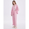 image:imageFlygo Womens Gingham Cotton Pajamas Set Ruffle Pjs Pants Lounge Sets  100 Cotton Lapel Button Down Shirt Long Ruffle Sleeve Ruffled Pants Elastic Waist Pockets Y2K Cute Sleep LoungingPink