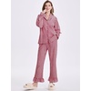 image:imageFlygo Womens Gingham Cotton Pajamas Set Ruffle Pjs Pants Lounge Sets  100 Cotton Lapel Button Down Shirt Long Ruffle Sleeve Ruffled Pants Elastic Waist Pockets Y2K Cute Sleep LoungingWine Red
