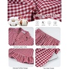 image:imageFlygo Womens Gingham Cotton Pajamas Set Ruffle Pjs Pants Lounge Sets  100 Cotton Lapel Button Down Shirt Long Ruffle Sleeve Ruffled Pants Elastic Waist Pockets Y2K Cute Sleep LoungingWine Red