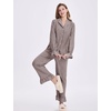 image:imageFlygo Womens Gingham Cotton Pajamas Set Ruffle Pjs Pants Lounge Sets  100 Cotton Lapel Button Down Shirt Long Ruffle Sleeve Ruffled Pants Elastic Waist Pockets Y2K Cute Sleep LoungingCoffee