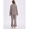 image:imageFlygo Womens Gingham Cotton Pajamas Set Ruffle Pjs Pants Lounge Sets  100 Cotton Lapel Button Down Shirt Long Ruffle Sleeve Ruffled Pants Elastic Waist Pockets Y2K Cute Sleep LoungingCoffee