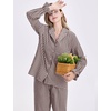 image:imageFlygo Womens Gingham Cotton Pajamas Set Ruffle Pjs Pants Lounge Sets  100 Cotton Lapel Button Down Shirt Long Ruffle Sleeve Ruffled Pants Elastic Waist Pockets Y2K Cute Sleep LoungingCoffee