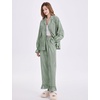 image:imageFlygo Womens Gingham Cotton Pajamas Set Ruffle Pjs Pants Lounge Sets  100 Cotton Lapel Button Down Shirt Long Ruffle Sleeve Ruffled Pants Elastic Waist Pockets Y2K Cute Sleep LoungingDark Green