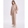 image:imageFlygo Womens Gingham Cotton Pajamas Set Ruffle Pjs Pants Lounge Sets  100 Cotton Lapel Button Down Shirt Long Ruffle Sleeve Ruffled Pants Elastic Waist Pockets Y2K Cute Sleep LoungingBrown