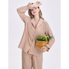 image:imageFlygo Womens Gingham Cotton Pajamas Set Ruffle Pjs Pants Lounge Sets  100 Cotton Lapel Button Down Shirt Long Ruffle Sleeve Ruffled Pants Elastic Waist Pockets Y2K Cute Sleep LoungingBrown