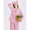 image:imageFlygo Womens Gingham Cotton Pajamas Set Ruffle Pjs Pants Lounge Sets  100 Cotton Lapel Button Down Shirt Long Ruffle Sleeve Ruffled Pants Elastic Waist Pockets Y2K Cute Sleep LoungingPink