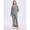 image:imageFlygo Womens Gingham Cotton Pajamas Set Ruffle Pjs Pants Lounge Sets  100 Cotton Lapel Button Down Shirt Long Ruffle Sleeve Ruffled Pants Elastic Waist Pockets Y2K Cute Sleep LoungingBlack
