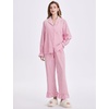 image:imageFlygo Womens Gingham Cotton Pajamas Set Ruffle Pjs Pants Lounge Sets  100 Cotton Lapel Button Down Shirt Long Ruffle Sleeve Ruffled Pants Elastic Waist Pockets Y2K Cute Sleep LoungingPink