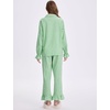 image:imageFlygo Womens Gingham Cotton Pajamas Set Ruffle Pjs Pants Lounge Sets  100 Cotton Lapel Button Down Shirt Long Ruffle Sleeve Ruffled Pants Elastic Waist Pockets Y2K Cute Sleep LoungingLight Green