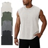 image:imageFlygo Mens Vintage Acid Washed Crew Neck Sleeveless Tank Top  Soft Breathable Cotton Fabric Raw Edge Sleeveless Cut Relaxed Loose Fit Casual Workout Tank Top for Summer Daily WearBlackbeigegreyarmygreen