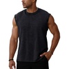 image:imageFlygo Mens Vintage Acid Washed Crew Neck Sleeveless Tank Top  Soft Breathable Cotton Fabric Raw Edge Sleeveless Cut Relaxed Loose Fit Casual Workout Tank Top for Summer Daily WearBlack