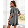 image:imageFlygo Cotton Striped Pajama Set for Women Ruffle Summer Pj Shorts SetsBlack