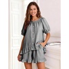 image:imageFlygo Cotton Striped Pajama Set for Women Ruffle Summer Pj Shorts SetsBlack