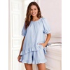 image:imageFlygo Cotton Striped Pajama Set for Women Ruffle Summer Pj Shorts SetsBlue