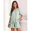image:imageFlygo Cotton Striped Pajama Set for Women Ruffle Summer Pj Shorts SetsGreen