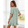 image:imageFlygo Cotton Striped Pajama Set for Women Ruffle Summer Pj Shorts SetsGreen