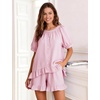 image:imageFlygo Cotton Striped Pajama Set for Women Ruffle Summer Pj Shorts SetsPink