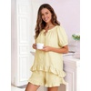 image:imageFlygo Cotton Striped Pajama Set for Women Ruffle Summer Pj Shorts SetsYellow