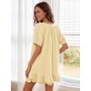 image:imageFlygo Cotton Striped Pajama Set for Women Ruffle Summer Pj Shorts SetsYellow