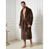 image:imageFlygo Mens Plush Robe Shawl Collar Fleece Absorbent Spa Bathrobe  Men Sherpa Lined Fuzzy Robe Soft Long Sleeve Flannel Shaggy Bathrobe Fluffy Lightweight Shower House Robe with Belt 2 PocketsBrown