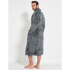 image:imageFlygo Mens Plush Robe Shawl Collar Fleece Absorbent Spa Bathrobe  Men Sherpa Lined Fuzzy Robe Soft Long Sleeve Flannel Shaggy Bathrobe Fluffy Lightweight Shower House Robe with Belt 2 PocketsGrey