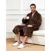 image:imageFlygo Mens Plush Robe Shawl Collar Fleece Absorbent Spa Bathrobe  Men Sherpa Lined Fuzzy Robe Soft Long Sleeve Flannel Shaggy Bathrobe Fluffy Lightweight Shower House Robe with Belt 2 PocketsBrown