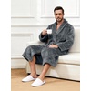 image:imageFlygo Mens Plush Robe Shawl Collar Fleece Absorbent Spa Bathrobe  Men Sherpa Lined Fuzzy Robe Soft Long Sleeve Flannel Shaggy Bathrobe Fluffy Lightweight Shower House Robe with Belt 2 PocketsGrey