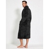 image:imageFlygo Mens Plush Robe Shawl Collar Fleece Absorbent Spa Bathrobe  Men Sherpa Lined Fuzzy Robe Soft Long Sleeve Flannel Shaggy Bathrobe Fluffy Lightweight Shower House Robe with Belt 2 PocketsBlack
