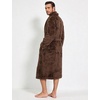 image:imageFlygo Mens Plush Robe Shawl Collar Fleece Absorbent Spa Bathrobe  Men Sherpa Lined Fuzzy Robe Soft Long Sleeve Flannel Shaggy Bathrobe Fluffy Lightweight Shower House Robe with Belt 2 PocketsBrown