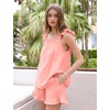 image:imageFlygo Pajamas for Women 2 Piece Cotton Ruffle Tank Top and Shorts  Cute Soft Loungewear Pjs Square Neck Cami Top Drewstring Pockets Elastic Waist Sleepwear Bridal Honeymoon Summer NightwearPink