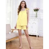 image:imageFlygo Pajamas for Women 2 Piece Cotton Ruffle Tank Top and Shorts  Cute Soft Loungewear Pjs Square Neck Cami Top Drewstring Pockets Elastic Waist Sleepwear Bridal Honeymoon Summer NightwearLightyellow
