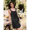 image:imageFlygo Womens Cotton Nightgown Ruffled Sleeveless House Dress with Pockets  Summer Vacation Outfits Pleated U Neck 100 Cotton Pull On Style Comfy Bridal Pjs Lightweight Lounge Bathing Night GownBlack