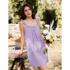 image:imageFlygo Womens Cotton Nightgown Ruffled Sleeveless House Dress with Pockets  Summer Vacation Outfits Pleated U Neck 100 Cotton Pull On Style Comfy Bridal Pjs Lightweight Lounge Bathing Night GownPurple