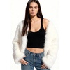 image:imageFlygo Womens Faux Fur Coat Winter Warm Cropped Fluffy Shaggy Jacket  Smooth Lining Open Front Long Sleeve Snap Button 2 Pockets 2026 Luxury Fuzzy Outerwear Cardigan Going Out Wedding PartyWhite