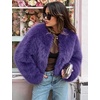 image:imageFlygo Womens Faux Fur Coat Winter Warm Cropped Fluffy Shaggy Jacket  Smooth Lining Open Front Long Sleeve Snap Button 2 Pockets 2026 Luxury Fuzzy Outerwear Cardigan Going Out Wedding PartyDeeppurple