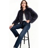 image:imageFlygo Womens Faux Fur Coat Winter Warm Cropped Fluffy Shaggy Jacket  Smooth Lining Open Front Long Sleeve Snap Button 2 Pockets 2026 Luxury Fuzzy Outerwear Cardigan Going Out Wedding PartyDarkgrey