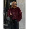 image:imageFlygo Womens Faux Fur Coat Winter Warm Cropped Fluffy Shaggy Jacket  Smooth Lining Open Front Long Sleeve Snap Button 2 Pockets 2026 Luxury Fuzzy Outerwear Cardigan Going Out Wedding PartyWine